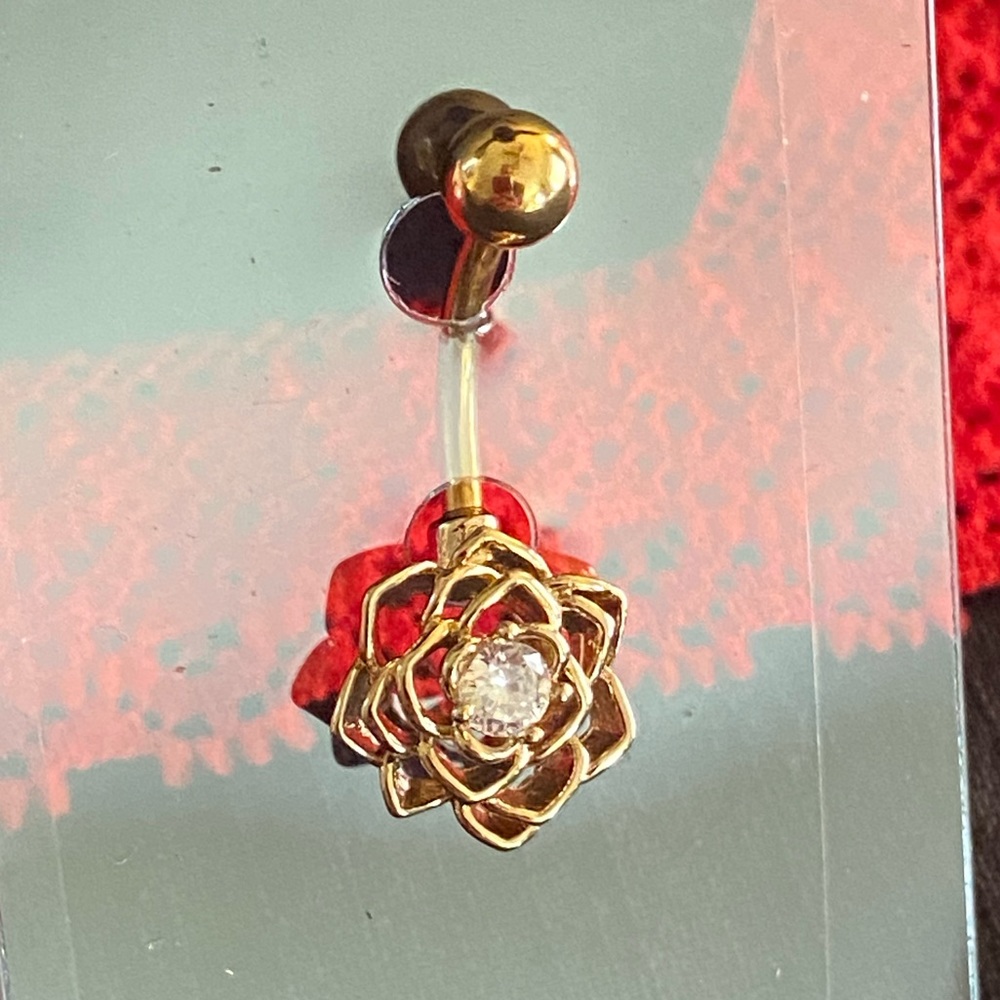 Morbid Metals 14g Rose Gold Flower Bellybutton Ring
